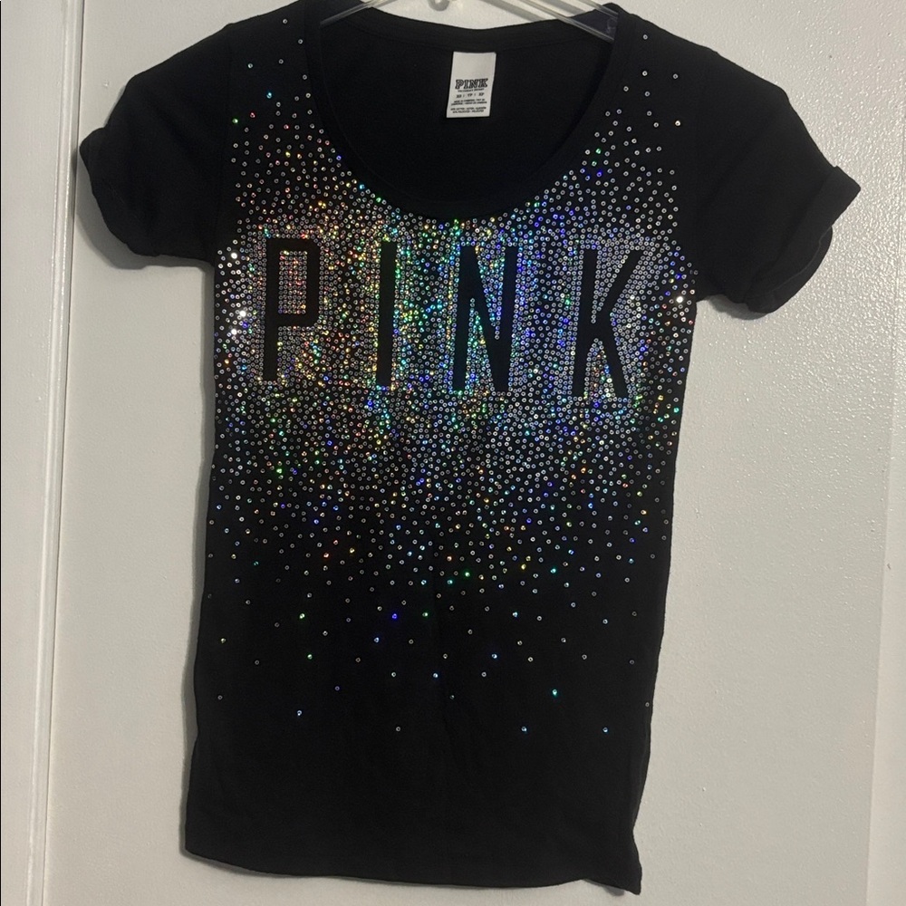 Victoria's Secret Black T-Shirt with Silver Accents